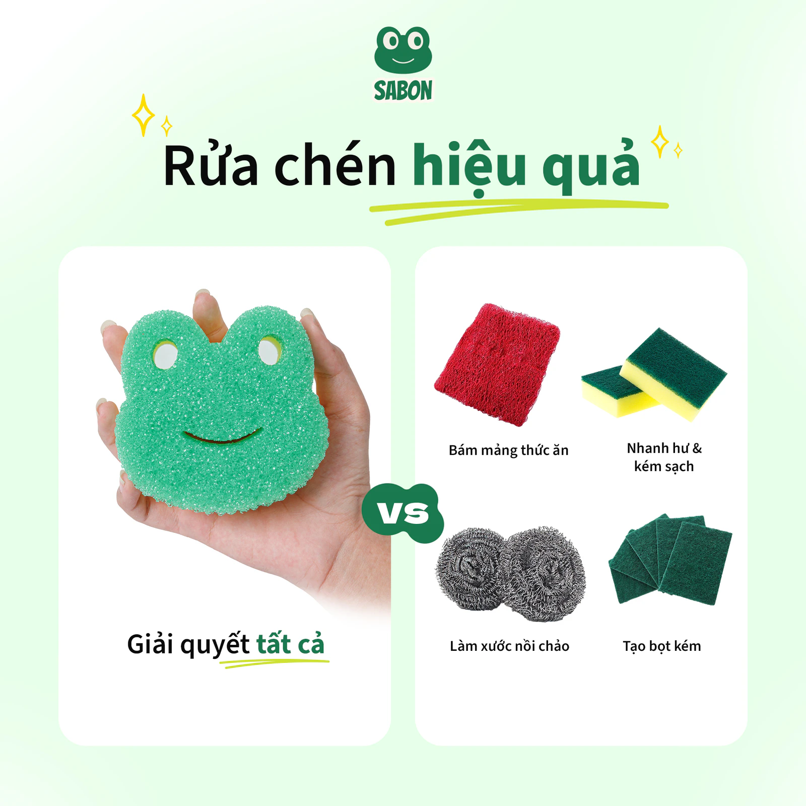 So sánh SABON với các loại miếng rửa chén thông thường